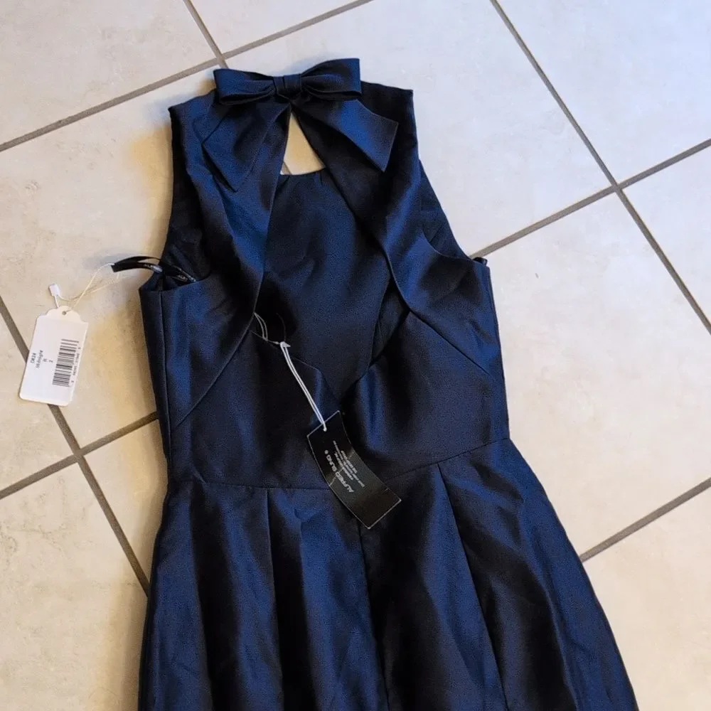 NWT Alfred Sung Maxi Gown Dress Jewel Neck Open Back Bow Size 2 - Picture 4 of 16